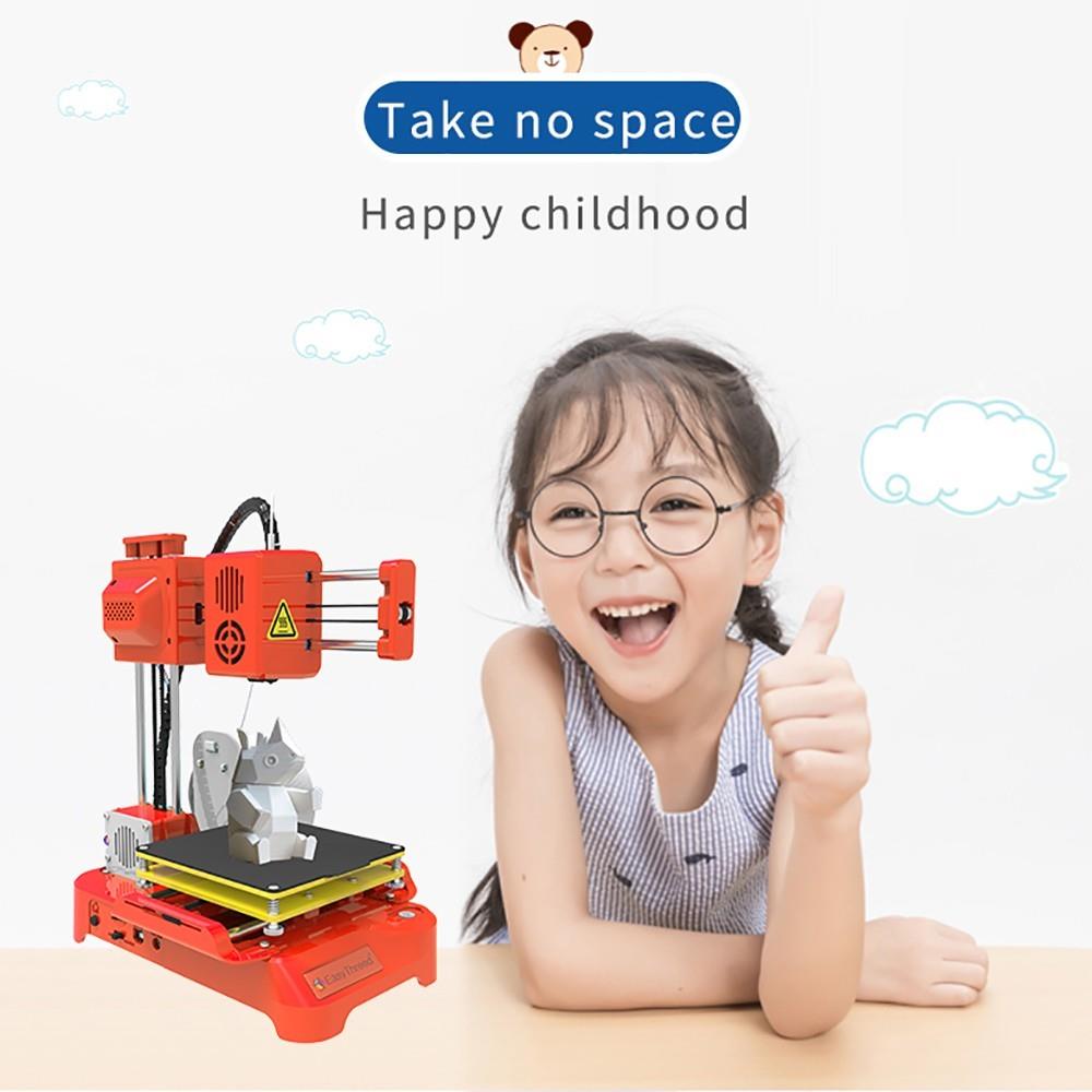 EasyThreed K7 3D Printer, 4 Leveling Buttons, 0.1-0.2mm Accuracy, 10-40mm/s Print Speed, Mute Printing, 100x100x100mm, for DIY Kids Education, Upgraded Version