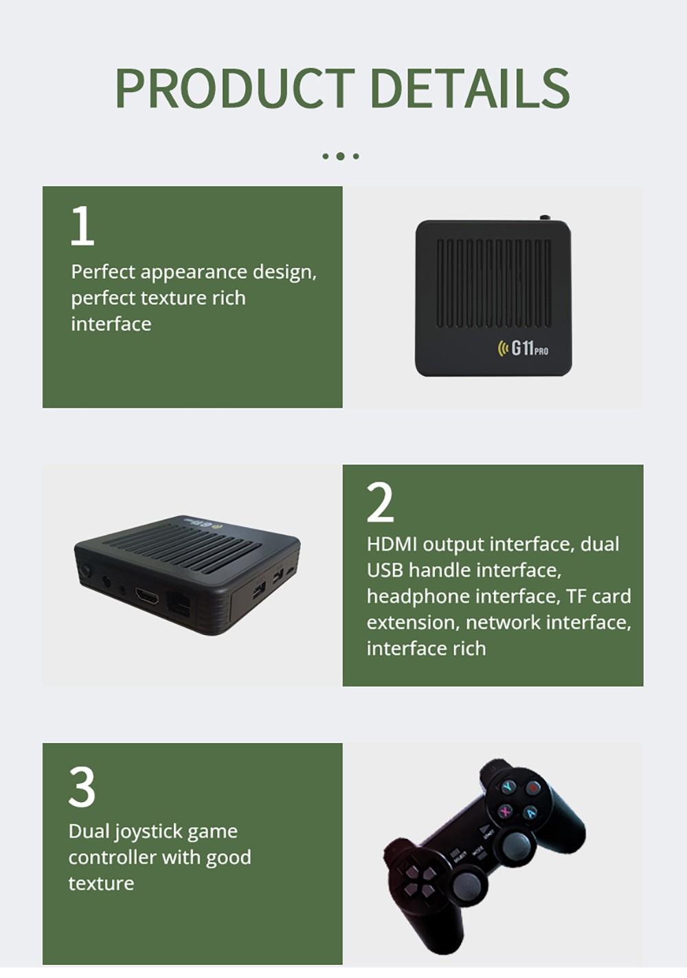 G11 Pro Game Box Amlogic S905X3 64-bit, 16GB eMMC, Android 9.0, 5G WiFi, 128GB TF Card - 20,000 Games - EU Plug