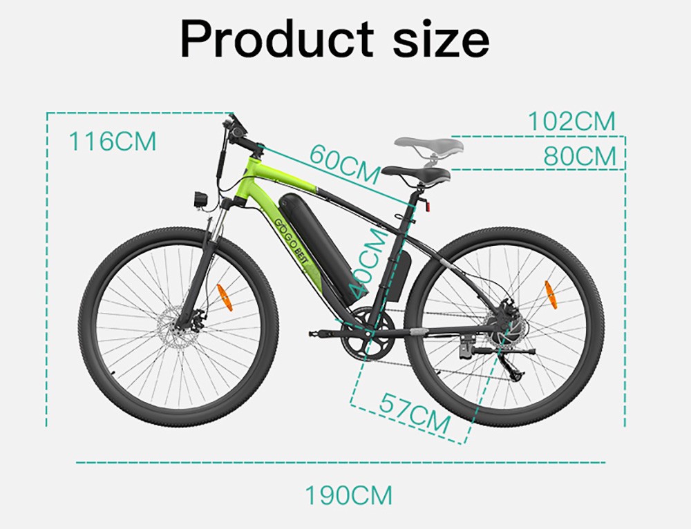 GOGOBEST GM30 Electric Bike 29*2.1 inch 48V 750W Motor 45km/h Max Speed 13Ah Battery 65km Range Shimano 7 Speed Gear - Black Green