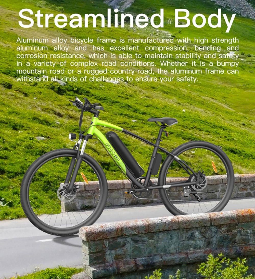 GOGOBEST GM30 Electric Bike 29*2.1 inch 48V 750W Motor 45km/h Max Speed 13Ah Battery 65km Range Shimano 7 Speed Gear - Black Green
