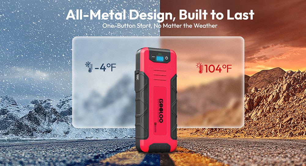 GOOLOO GE4500 Jump Starter, 4500A Peak Car Starter, 12V Jump Box, Portable 16000mAh Power Bank, 3 Modes LED Light