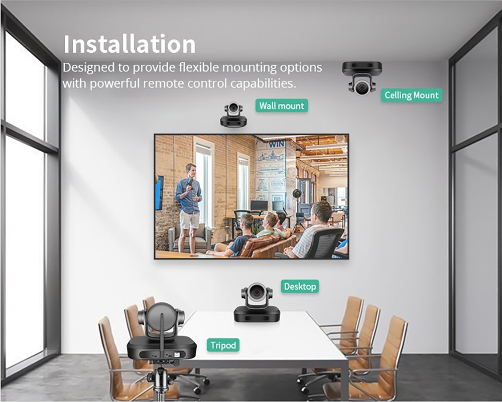 GUCEE G07-18X 2.4G Wireless Video Conference PTZ Camera, 18X Optical Zoom, 1920*1080 Resolution, Auto Focus, 3D Digital Noise Reduction - EU Plug