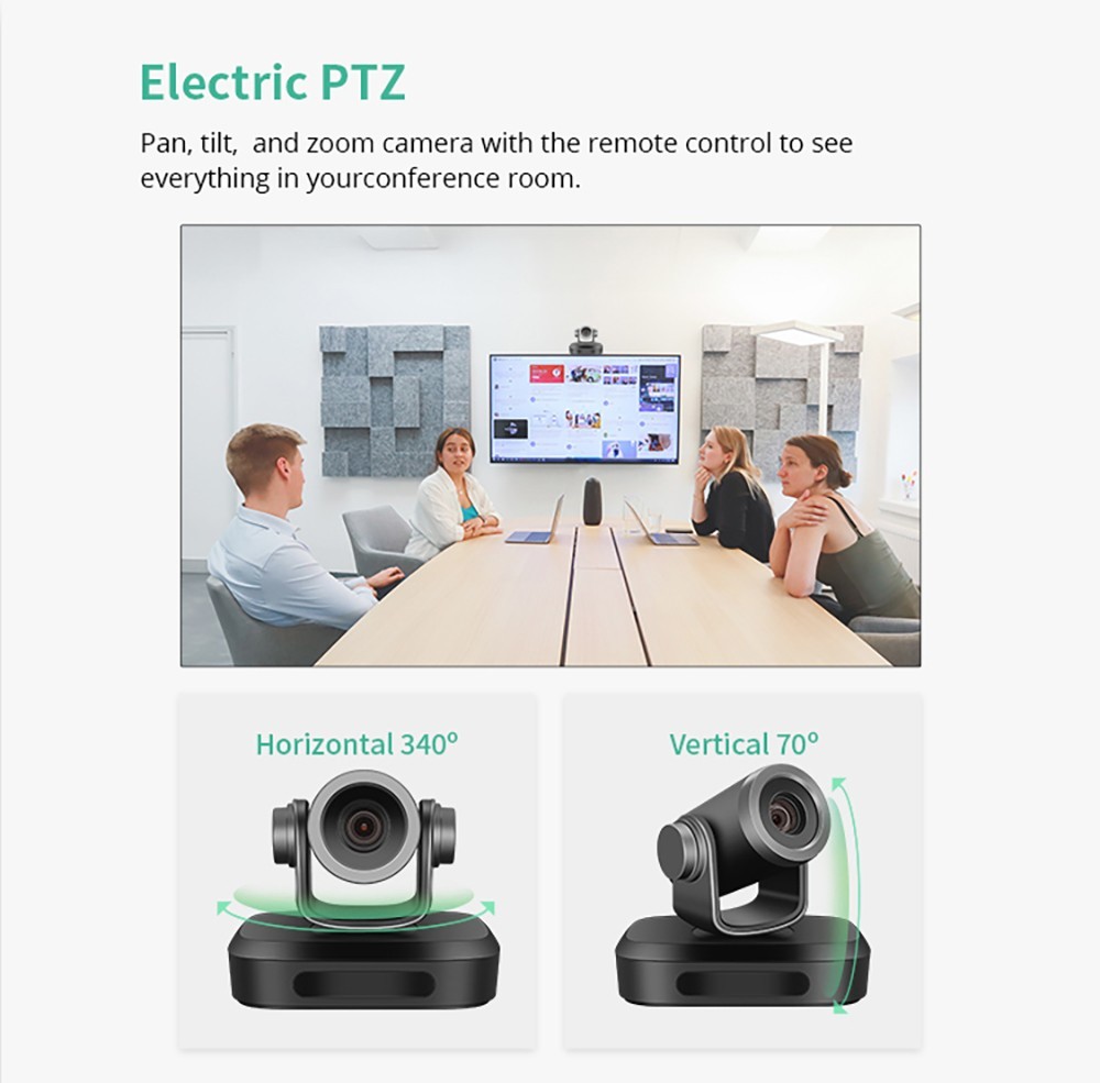 GUCEE G07-18X 2.4G Wireless Video Conference PTZ Camera, 18X Optical Zoom, 1920*1080 Resolution, Auto Focus, 3D Digital Noise Reduction - EU Plug