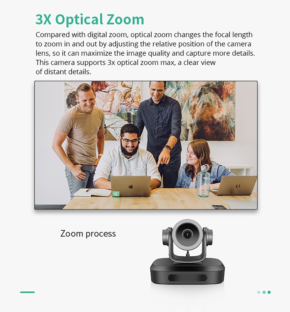 GUCEE G07-3X 2.4G Wireless Video Conference PTZ Camera, 3X Optical Zoom, 1920*1080 Resolution, Auto Focus, Digital Noise Reduction - EU Plug