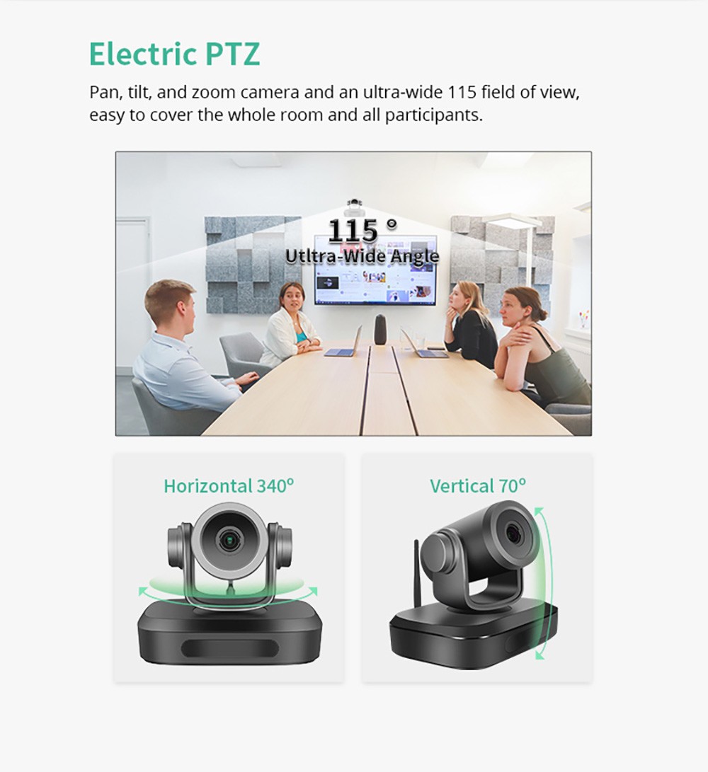 GUCEE G07-3X 2.4G Wireless Video Conference PTZ Camera, 3X Optical Zoom, 1920*1080 Resolution, Auto Focus, Digital Noise Reduction - EU Plug