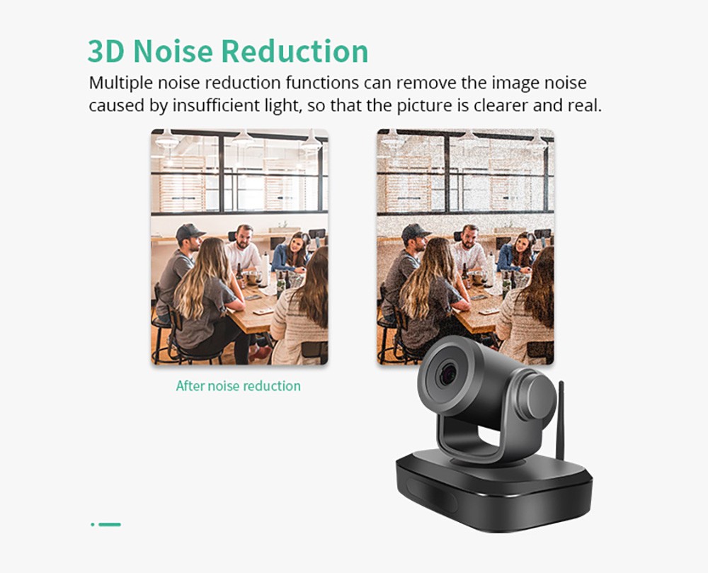 GUCEE G07-3X 2.4G Wireless Video Conference PTZ Camera, 3X Optical Zoom, 1920*1080 Resolution, Auto Focus, Digital Noise Reduction - EU Plug