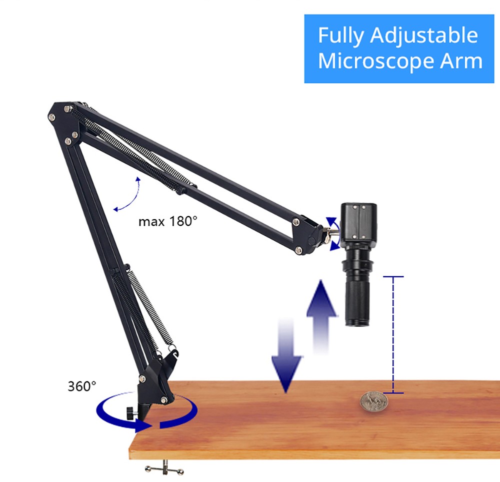 HAYEAR HY-5199 24MP 4K 1080P HDMI Industrial Video Microscope Camera, 1X-130X Zoom C-Mount Lens, Remote Control, LED Light, for Digital Image Acquisition