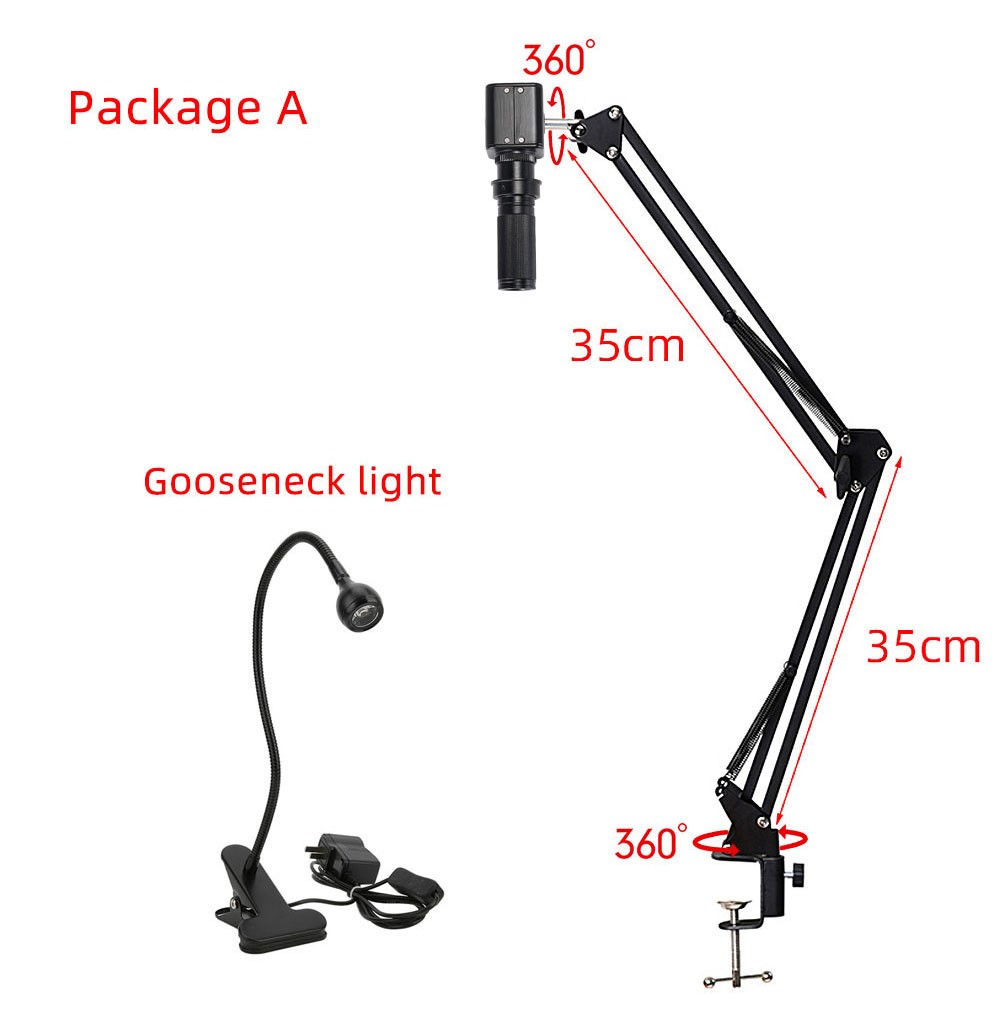 HAYEAR HY-5199 24MP 4K 1080P HDMI Industrial Video Microscope Camera, 1X-130X Zoom C-Mount Lens, Remote Control, LED Light, for Digital Image Acquisition