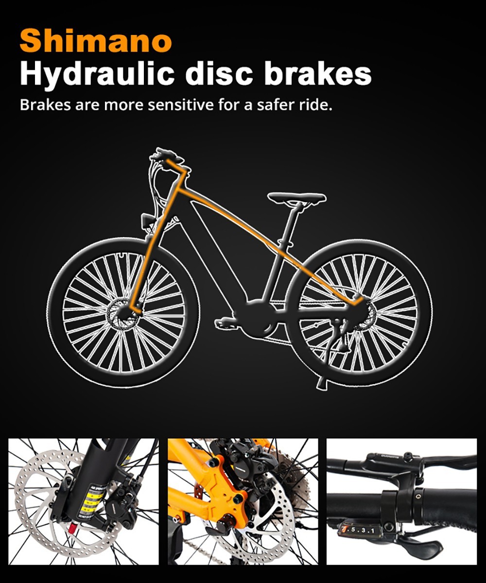 Heda TX90 Electric Bike 29x2.1 inch Tire 500W Mid Motor 48V 16Ah Battery 60-80km Range Shimano 7-speed Gear - Grey