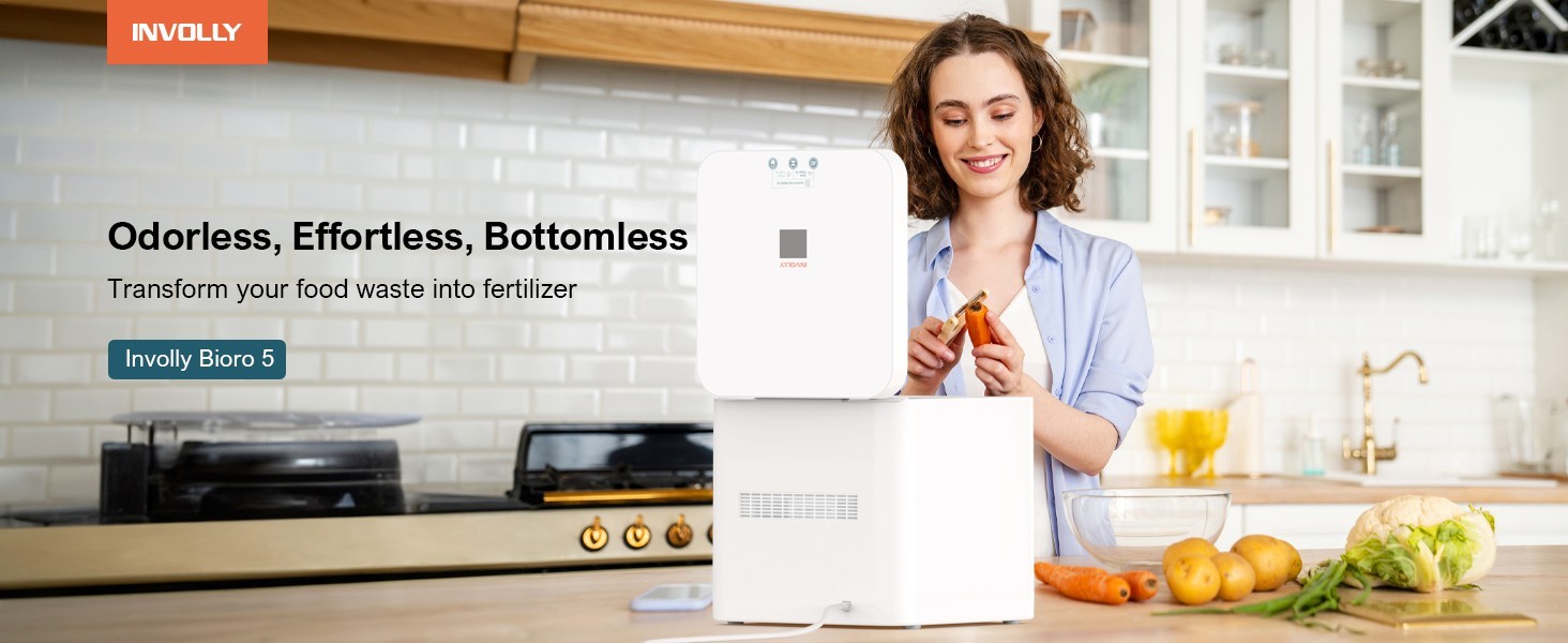 Involly Electric Kitchen Composter, 3.3L, Fast Composting, One-Touch Smart LED Screen, Auto Clean - UK Plug