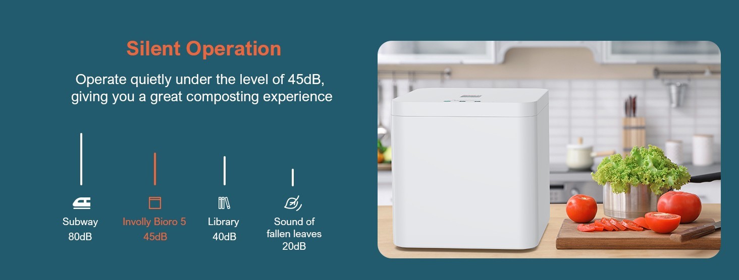 Involly Electric Kitchen Composter, 3.3L, Fast Composting, One-Touch Smart LED Screen, Auto Clean - UK Plug