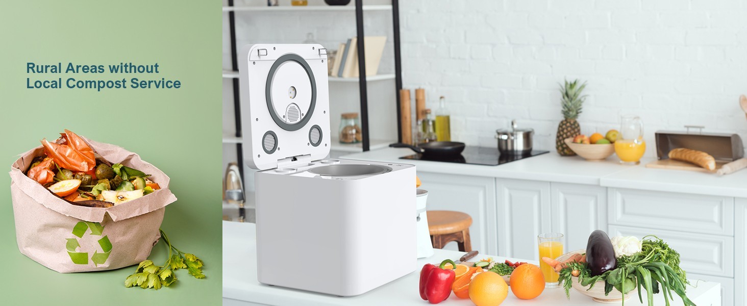 Involly Electric Kitchen Composter, 3.3L, Fast Composting, One-Touch Smart LED Screen, Auto Clean - UK Plug