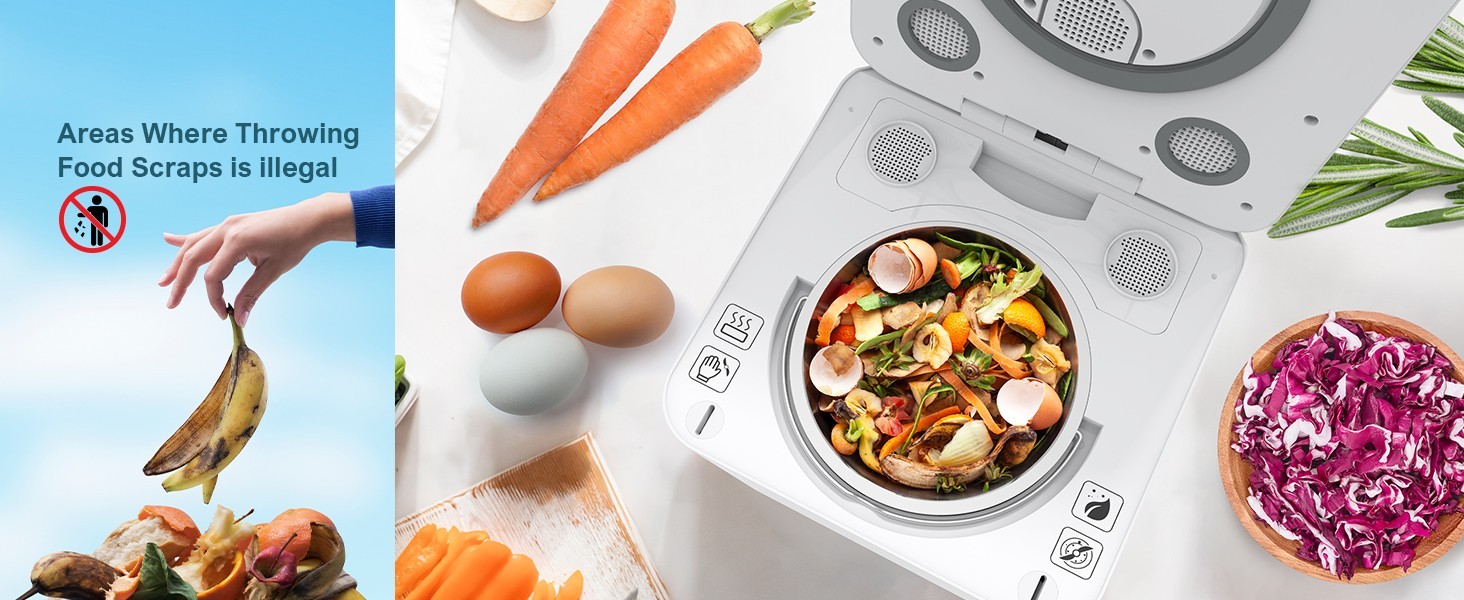 Involly Electric Kitchen Composter, 3.3L, Fast Composting, One-Touch Smart LED Screen, Auto Clean - UK Plug