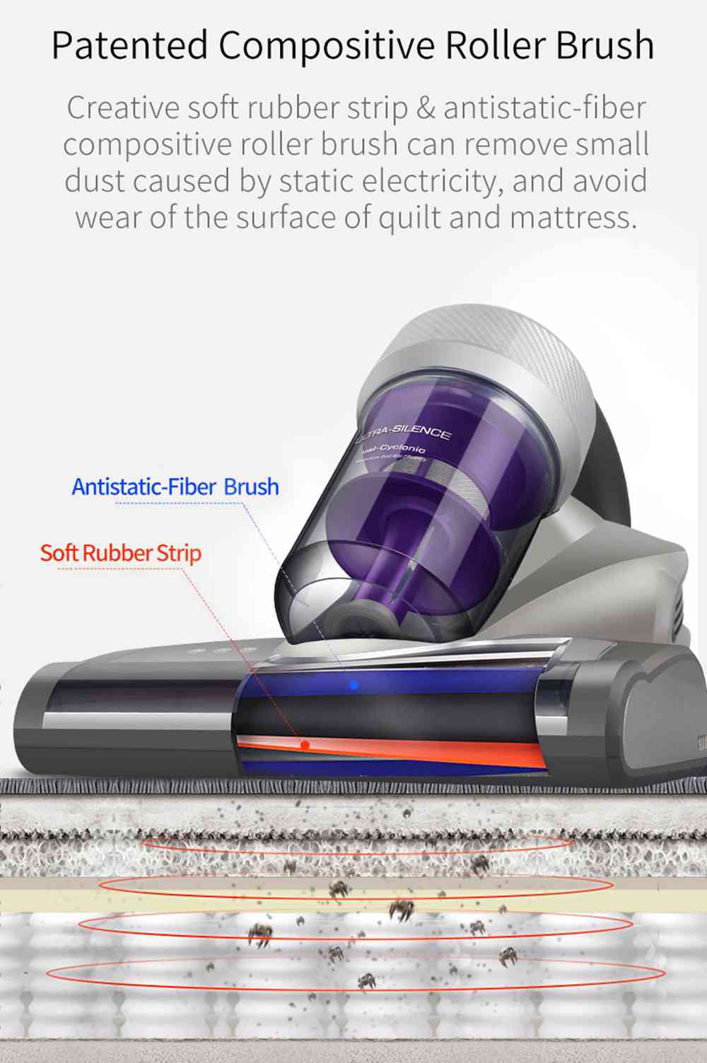 Refurbished JIMMY JV35 Handheld Anti-Mite Vacuum Cleaner High Temperature UV Acaricide 14Kpa Strong Suction 700W Power 5S Rapid Heating Dust Collector International Version from Xiaomi Youpin - Grey