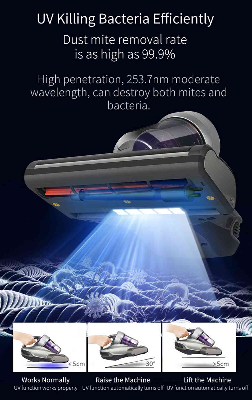 Refurbished JIMMY JV35 Handheld Anti-Mite Vacuum Cleaner High Temperature UV Acaricide 14Kpa Strong Suction 700W Power 5S Rapid Heating Dust Collector International Version from Xiaomi Youpin - Grey