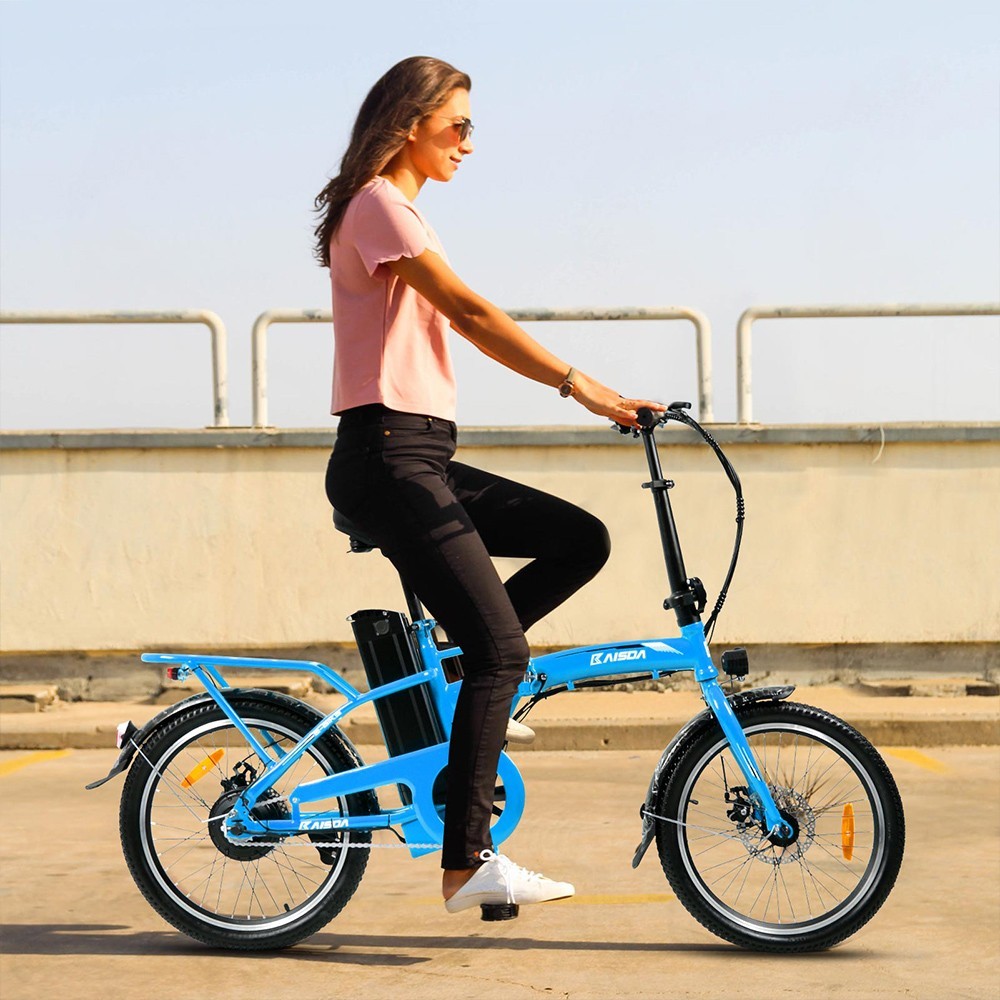 KAISDA K7S Electric Bike 20x1.95 inch Tire 36V 350W Motor 25-28km/h Max Speed 12.5Ah Battery 45-75km Range 120kg Load - Blue