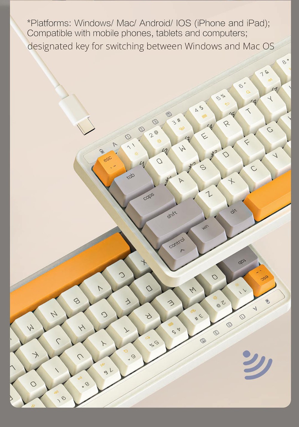 MIIIW ART Series K19 Three Modes Wireless Mechanical keyboard 68 Keys - Coffee Bean