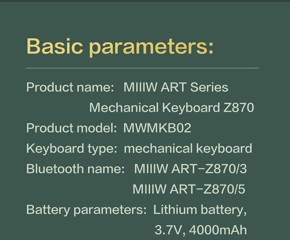 MIIIW ART Series Z870 Three modes Wireless Mechanical Keyboard