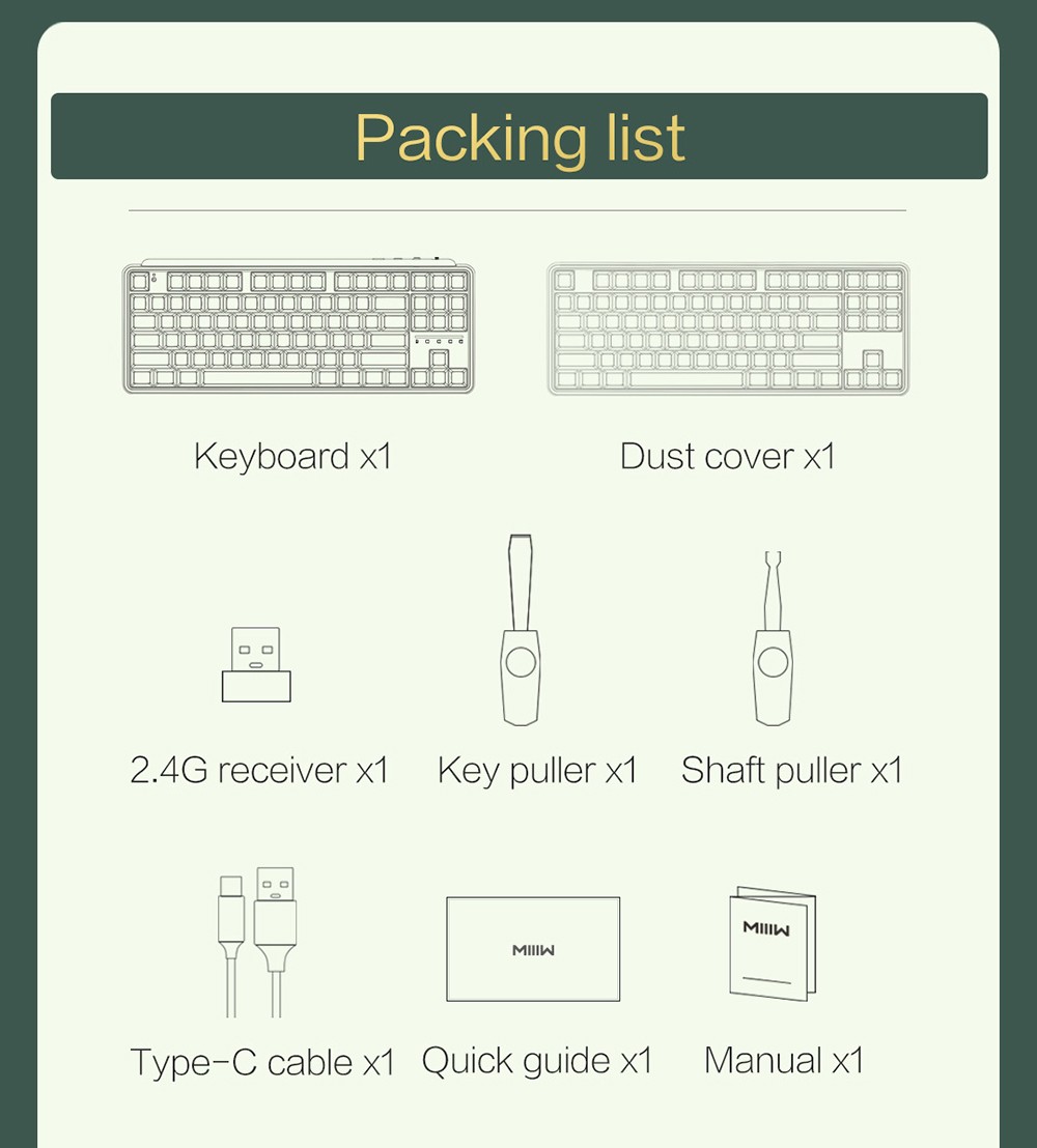 MIIIW ART Series Z870 Three modes Wireless Mechanical Keyboard