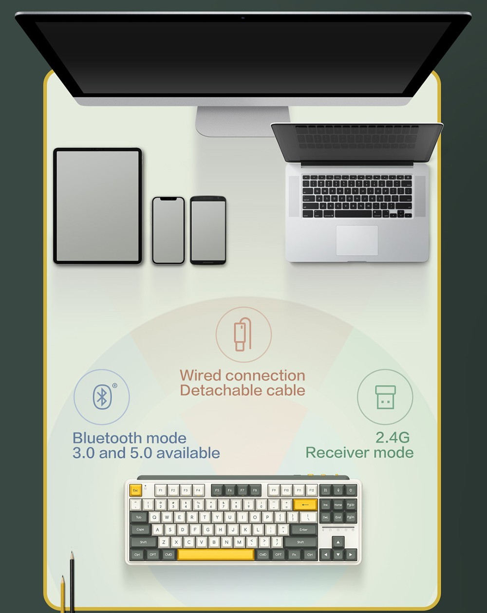 MIIIW ART Series Z870 Three modes Wireless Mechanical Keyboard