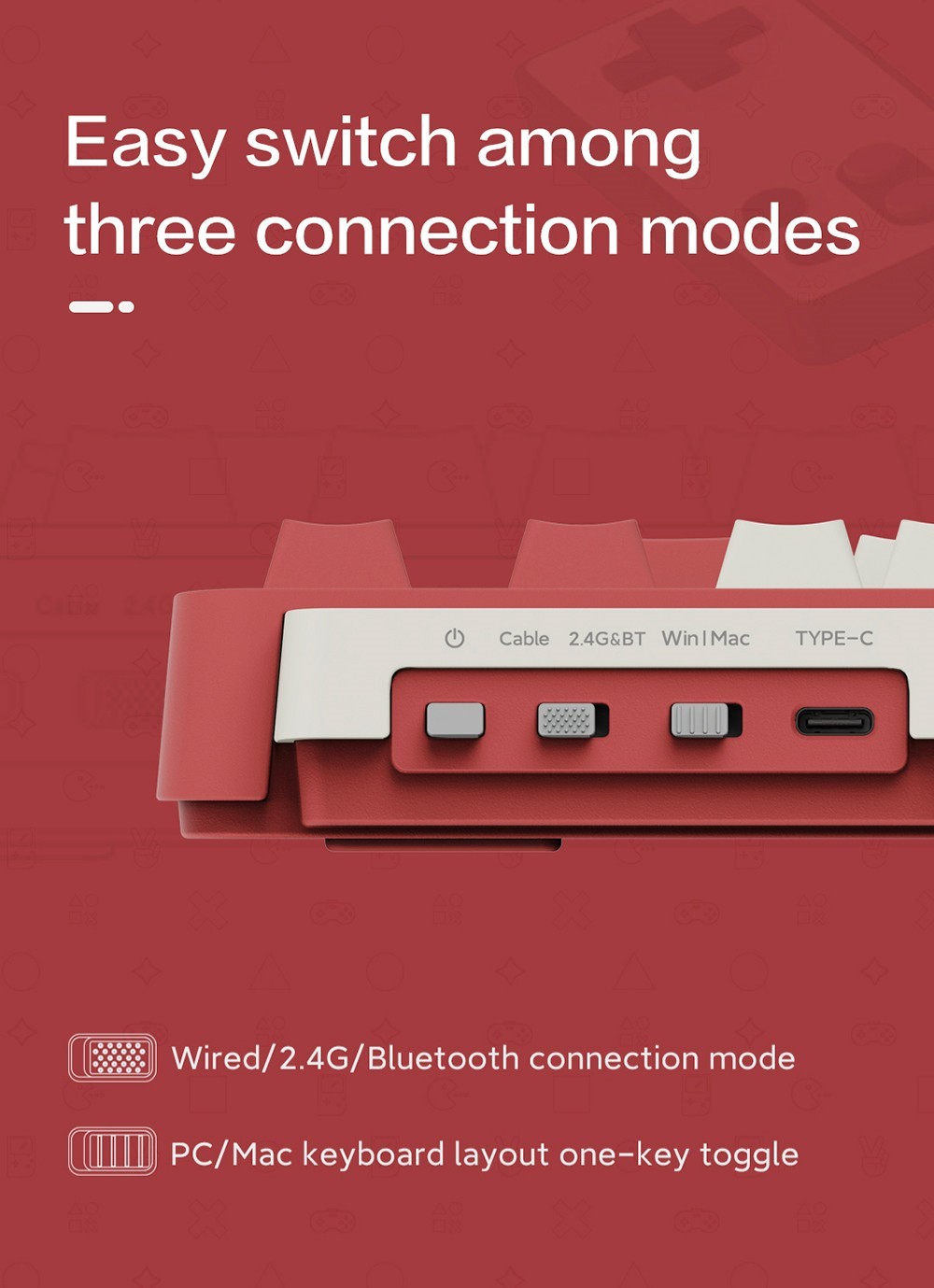 MIIIW Art Series Z830 Mechanical Keyboard 83 Keys Triple-mode - Red