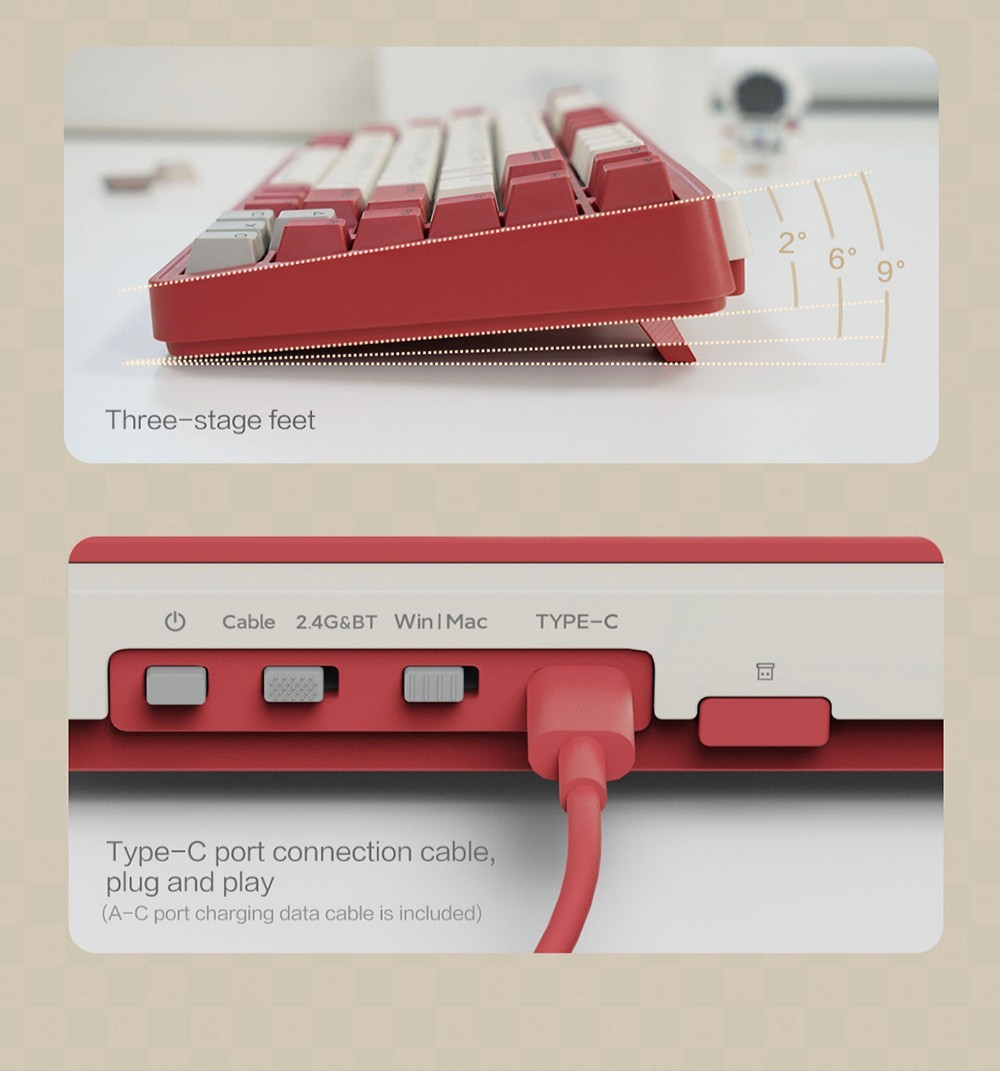 MIIIW Art Series Z830 Mechanical Keyboard 83 Keys Triple-mode - Red