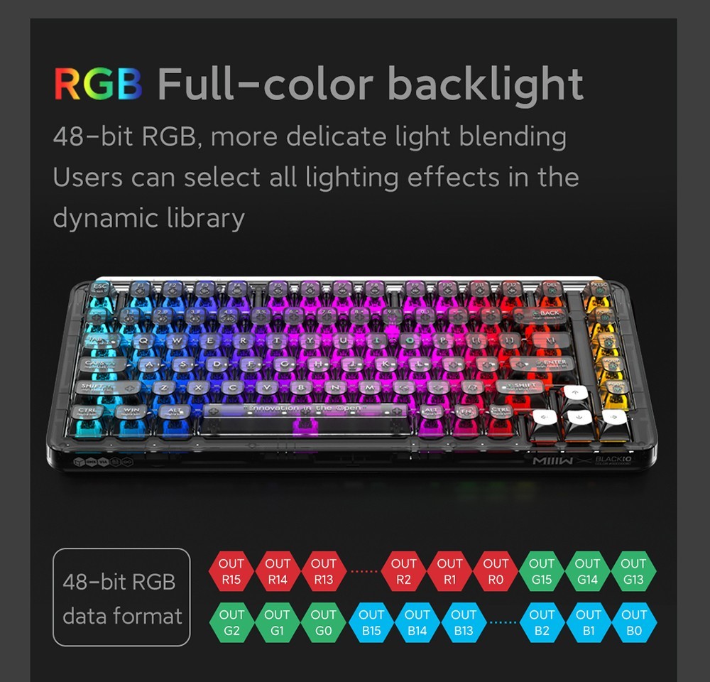 MIIIW BlackIO 83 Kailh Jellyfish Switch Triple Modes Mechanical Keyboard 83 Keys - Dark Purple