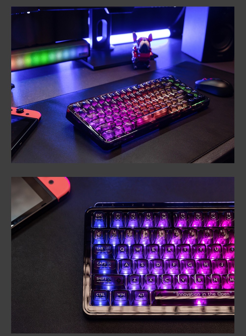 MIIIW BlackIO 83 Kailh Jellyfish Switch Triple Modes Mechanical Keyboard 83 Keys - Dark Purple
