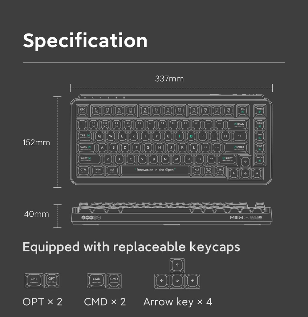 MIIIW BlackIO 83 Kailh Jellyfish Switch Triple Modes Mechanical Keyboard 83 Keys - Dark Purple