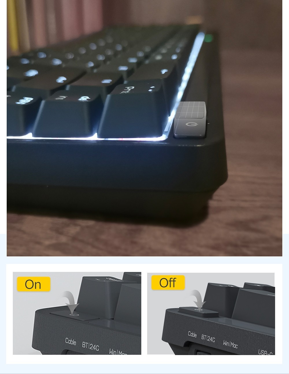 MIIIW POP Series Z680cc Mechanical Keyboard 68 Keys Three-mode - Gateron Blue Switch