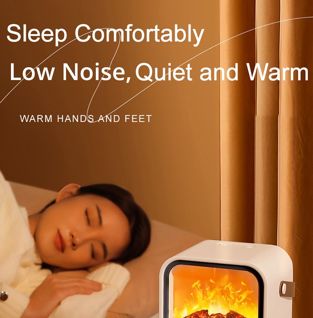 N7 Small Desktop 3D Simulated Charcoal Heater with Handle, 2-Speed Thermostat - EU Plug