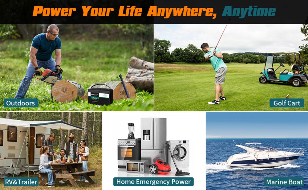 OGRPHY LiFePO4 12V 100Ah Lithium Battery Pack Backup Power, 1280Wh with BMS 50A, Up to 5000 Deep Cycles