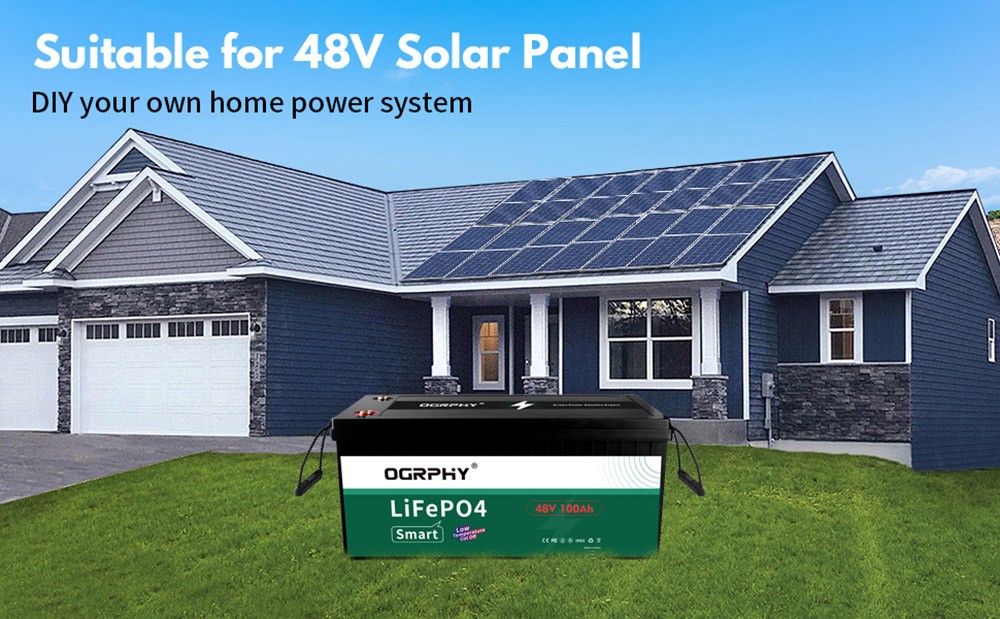 OGRPHY LiFePO4 48V 100Ah Lithium Battery, 5120Wh Energy, 5000 Deep Cycles, Built-in 100A BMS