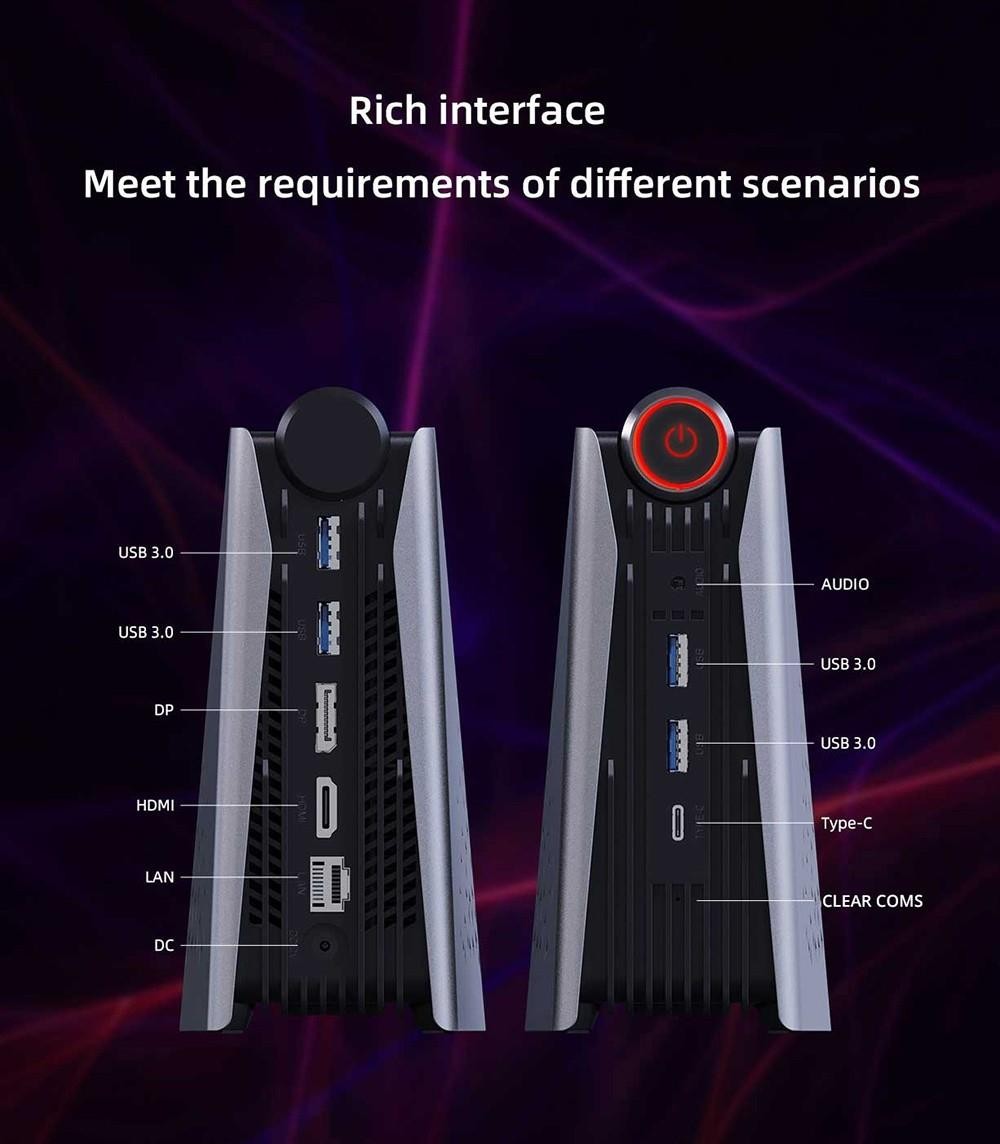 OUVIS AMR5 Mini PC, AMD Ryzen 7 5600U, 16GB DDR4 512GB SSD, HDMI+DP+Type-C 4K 60Hz Triple Display, Windows 11 Pro - EU