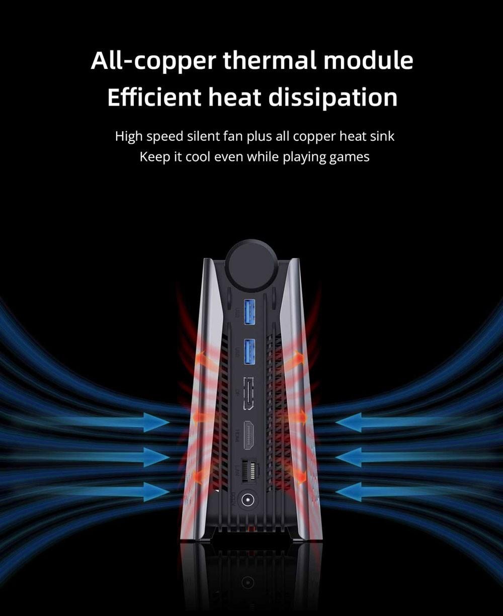 OUVIS AMR5 Mini PC, AMD Ryzen 7 5600U, 16GB DDR4 512GB SSD, HDMI+DP+Type-C 4K 60Hz Triple Display, Windows 11 Pro - EU