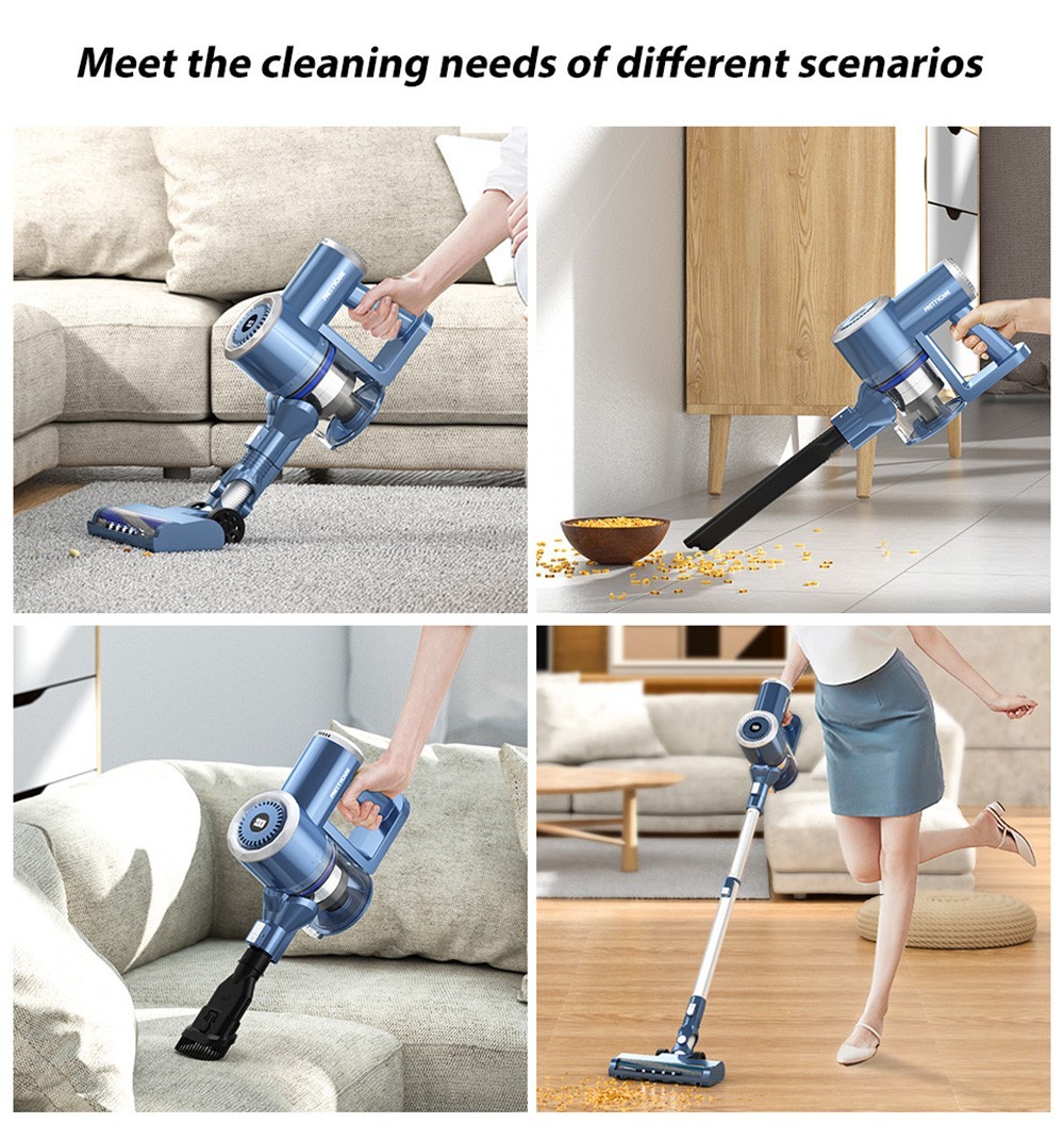 PRETTYCARE W200 Handheld Cordless Vacuum Cleaner, 21KPa Suction, 1.2L Dust Box, LED Display, 30mins Max Runtime, Quadruple Filtration System