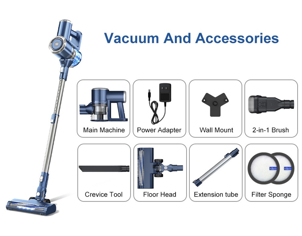 PRETTYCARE W200 Handheld Cordless Vacuum Cleaner, 21KPa Suction, 1.2L Dust Box, LED Display, 30mins Max Runtime, Quadruple Filtration System