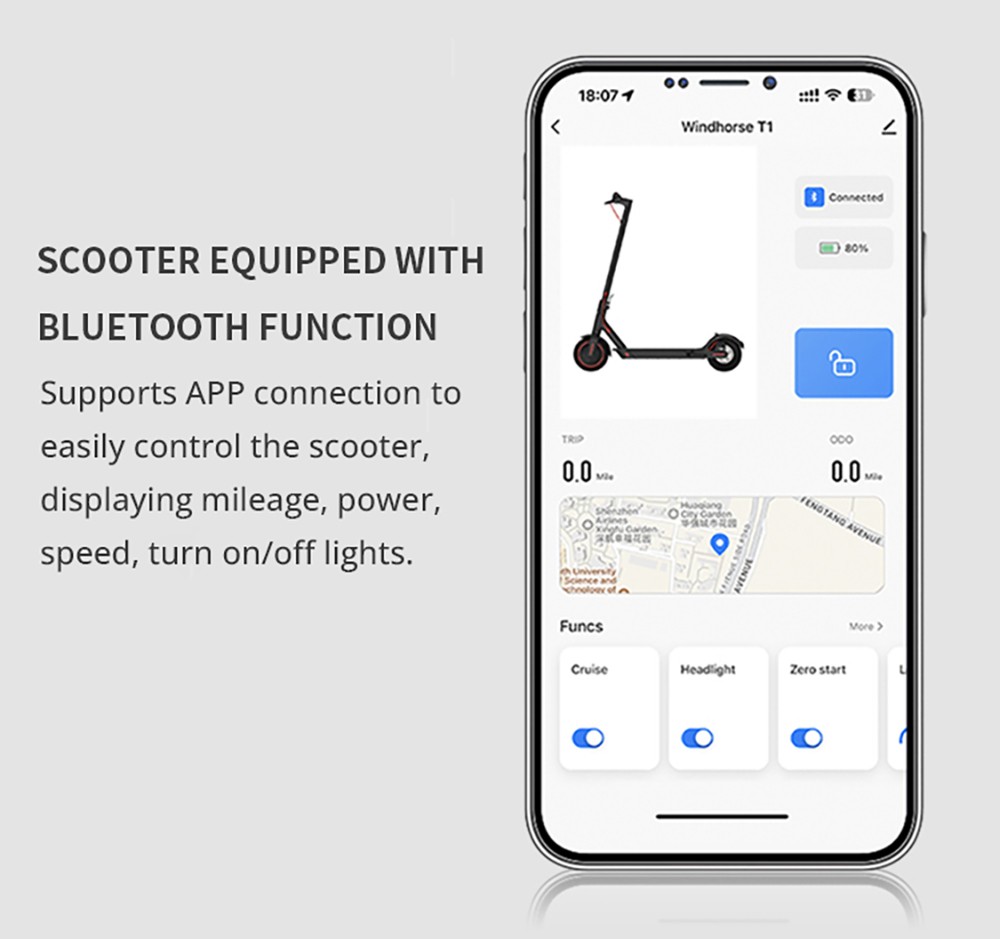 T1 Electric Scooter 8.5in Tire 36V 350W Motor 25-35km/h Max Speed 10.4Ah Battery 25km-35km Range 120kg Load APP