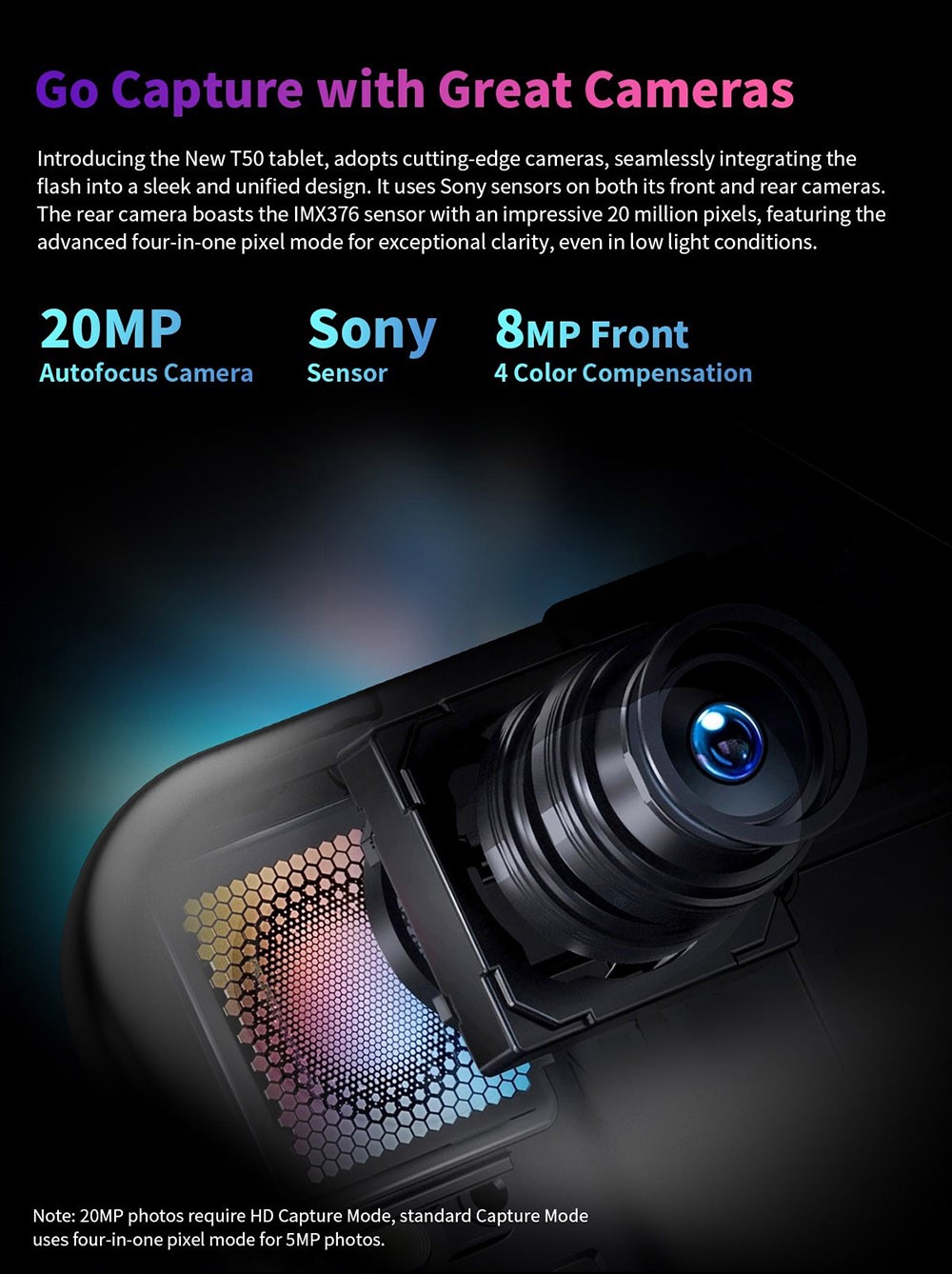 Teclast New T50 Tablet 10.95inch 2K Display, 16GB RAM 256GB ROM, 20MP Rear AF Camera 8MP Front Camera, Android 13