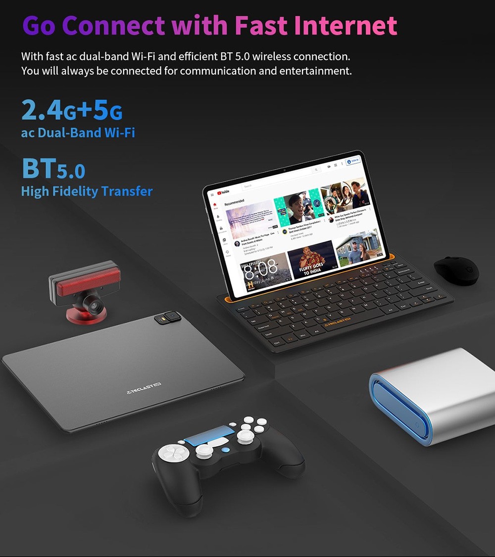 Teclast New T50 Tablet 10.95inch 2K Display, 16GB RAM 256GB ROM, 20MP Rear AF Camera 8MP Front Camera, Android 13