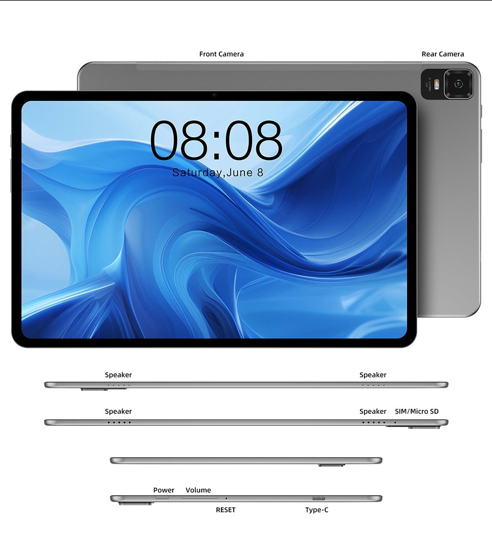 Teclast New T50 Tablet 10.95inch 2K Display, 16GB RAM 256GB ROM, 20MP Rear AF Camera 8MP Front Camera, Android 13