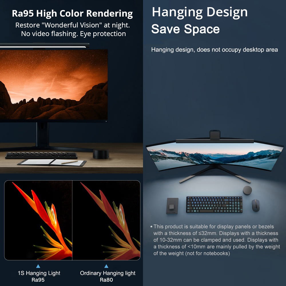 Xiaomi Mijia Smart Computer Monitor Light Bar 1S, Reading Light with 2700-6500K Dimming 2.4G Remote Control - Black