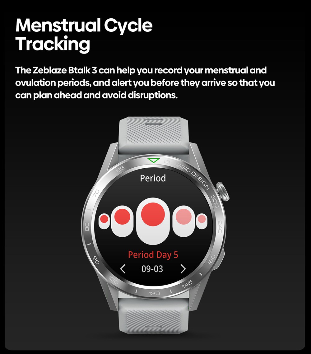 Zeblaze Btalk 3 Voice Calling Smartwatch Bluetooth 5.2 Health Monitor 1.39 inch HD Color Display, Black