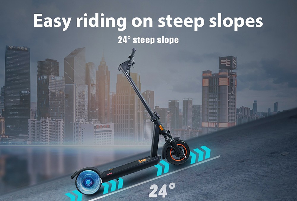 KugooKirin M3 Folding Electric Scooter 10 Inch Tire 500W Motor Max Speed 40km/h Max 40km Range 13Ah Battery BMS LCD Display Front Drum Brake  Rear E-Brake LED Light Support NFC Card Built-in 4-Digit Combination Chain Lock - Black