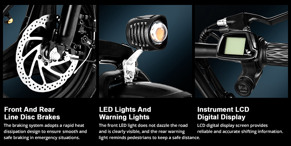 Honey Whale S6 Pro Electric Bike 14 inch Tire 350W Brushless Motor 35km/h Max Speed 48V 15Ah Battery 45-55km Range Disc Brakes