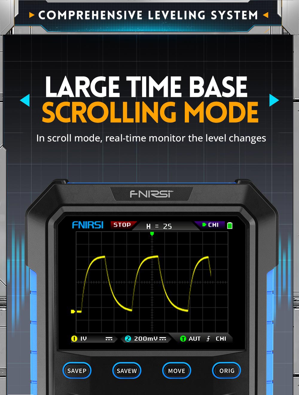 FNIRSI DPOX180H Digital Phosphor Oscilloscope 2 in 1 Dual-channel, 180MHz Bandwidth, DDS Signal Generator - Blue