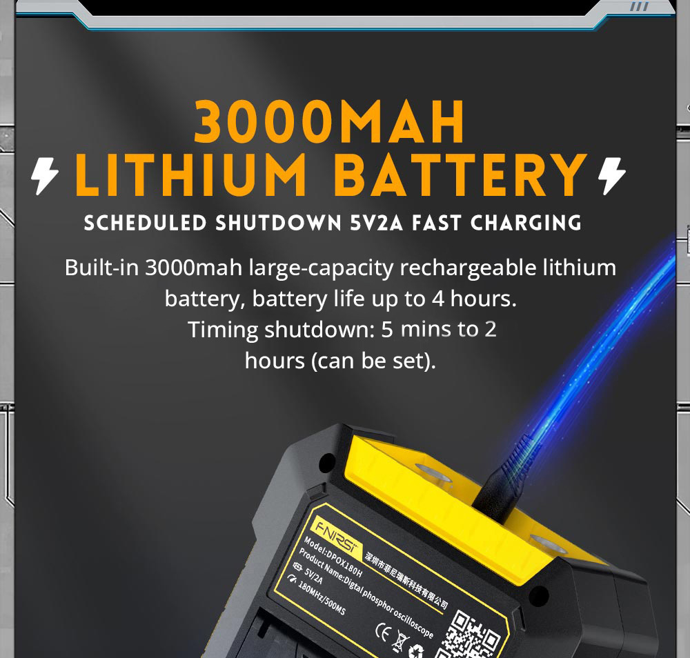 FNIRSI DPOX180H Digital Phosphor Oscilloscope 2 in 1 Dual-channel, 180MHz Bandwidth, DDS Signal Generator - Yellow