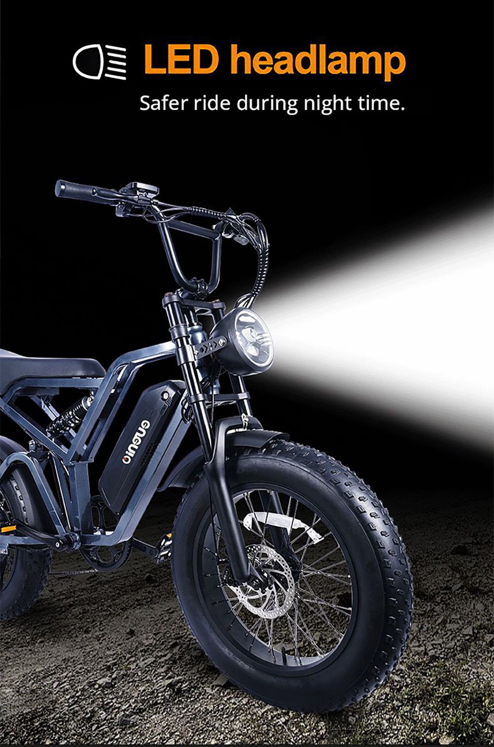EUENI FXH009 Electric Mountain Bike 20*4.0 inch Tire 48V 750W Motor 45km/h Max Speed 15Ah Battery 96km Range Shimano 7-speed Gear - Black