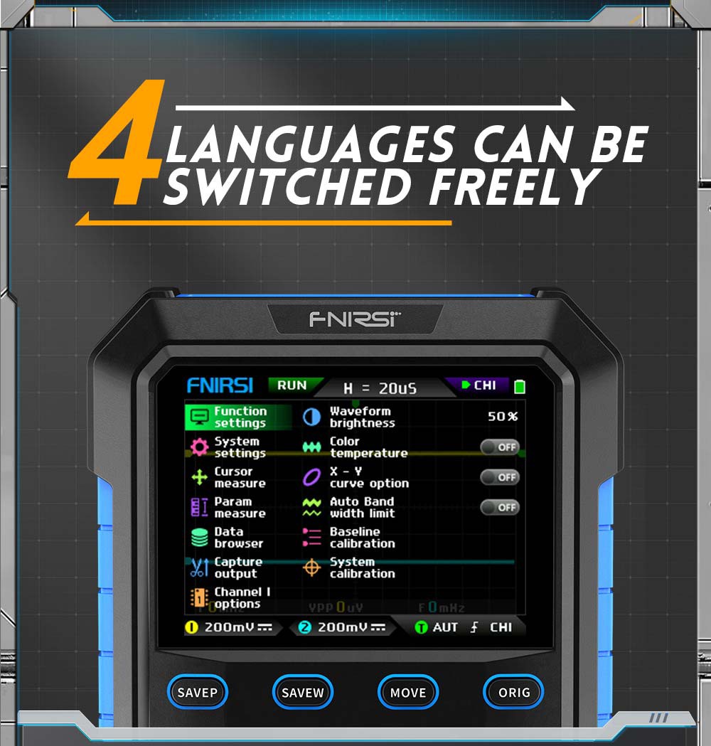 FNIRSI DPOX180H Digital Phosphor Oscilloscope 2 in 1 Dual-channel, 180MHz Bandwidth, DDS Signal Generator - Blue