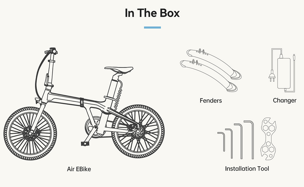 ADO A20 Air Folding E-bike 20 inch 36V 250W Motor 25km/h Max Speed 10Ah Samsung Battery 100km Range Torque Sensor IPX7 Waterproof IPS Color Display Carbon Belt Drive Dual Hydraulic Disc Brake- White
